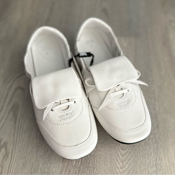 ZARA LACE-UP LOW HEEL LEATHER SHOES - Picture 9 of 16